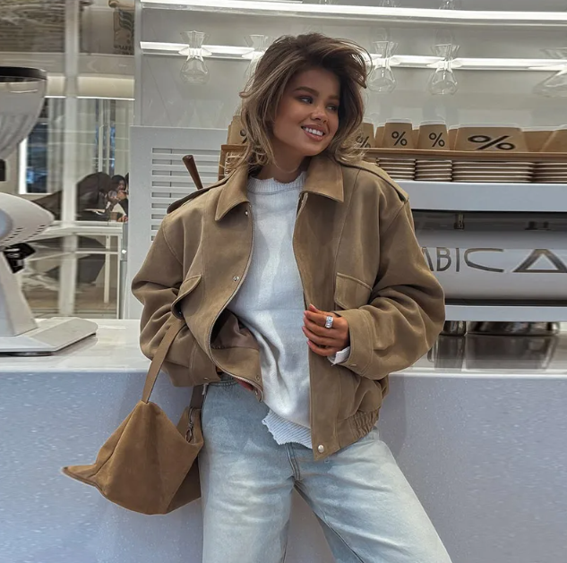 Milena Suede Bomber Jackets