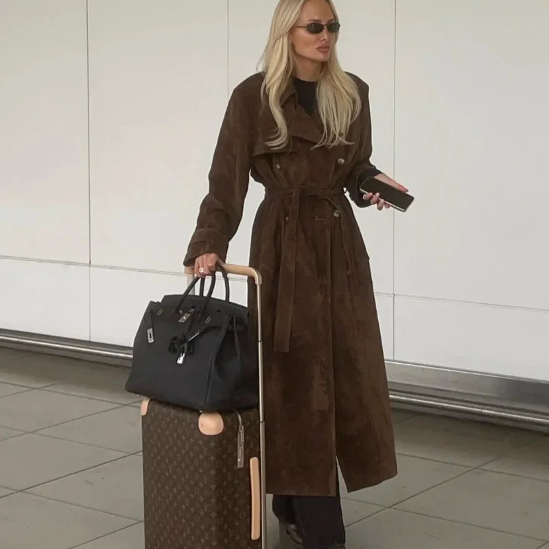 Jaide Faux Suede Long Coat