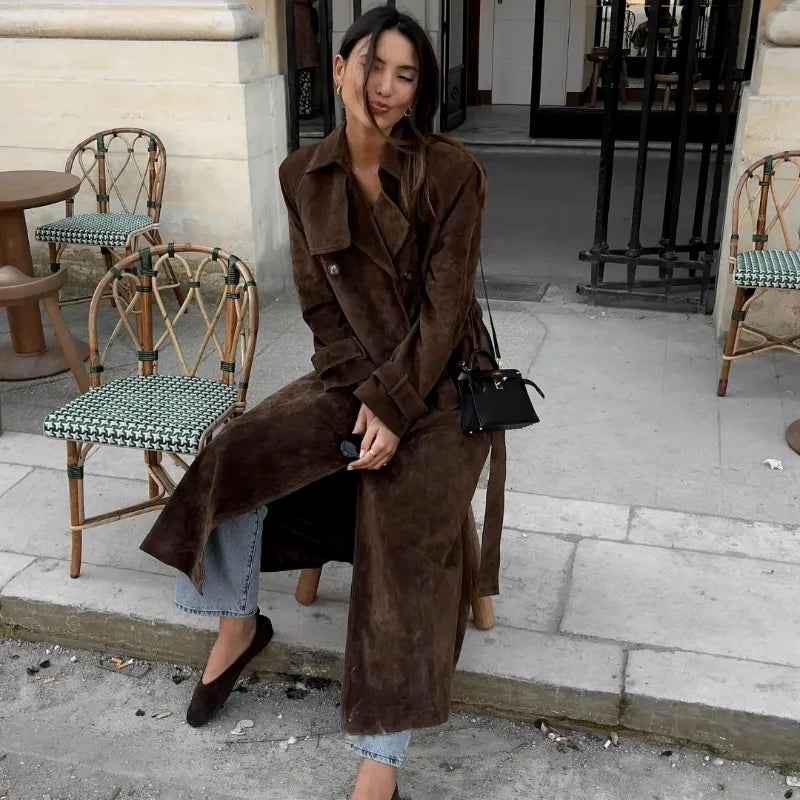 Jaide Faux Suede Long Coat