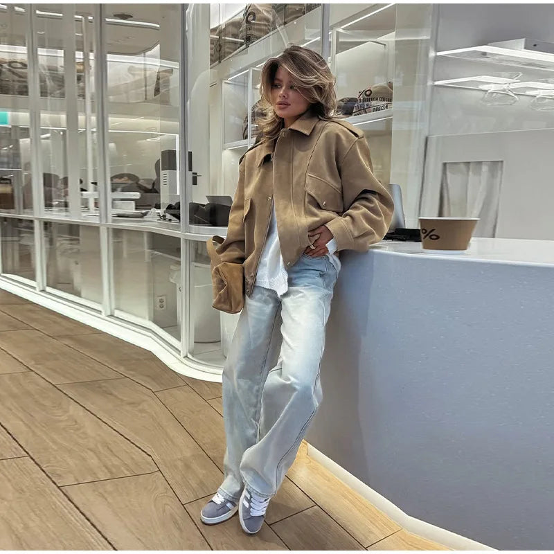 Milena Suede Bomber Jackets