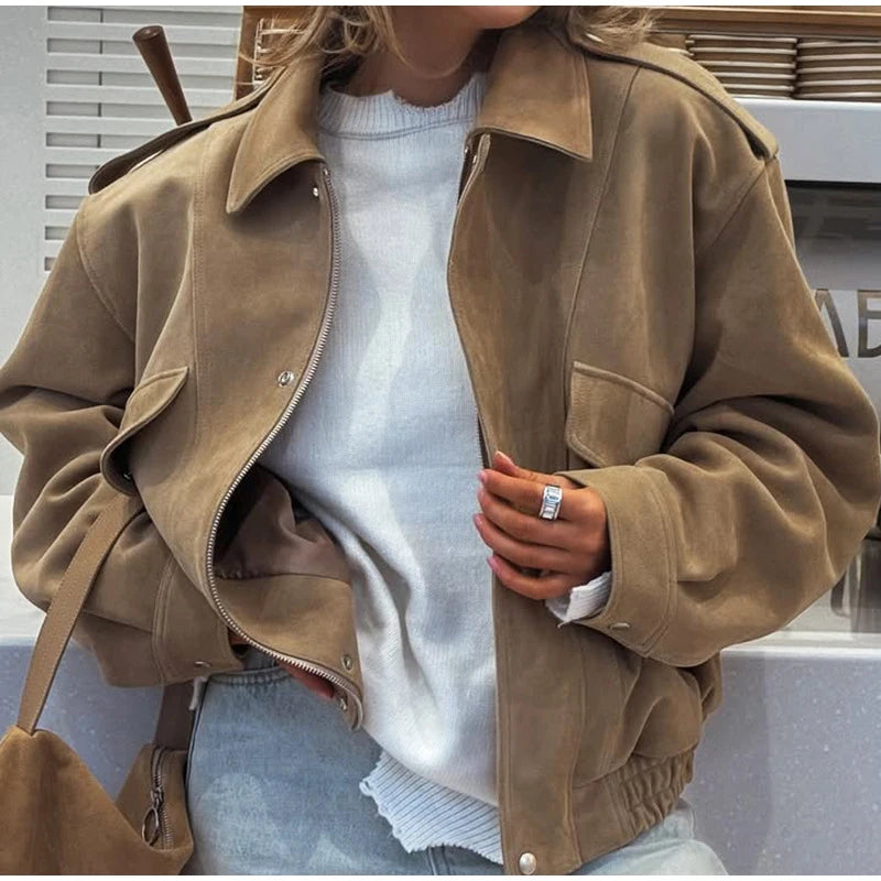 Milena Suede Bomber Jackets